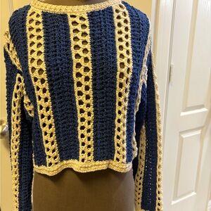 Zara Beige and Navy Knit Top